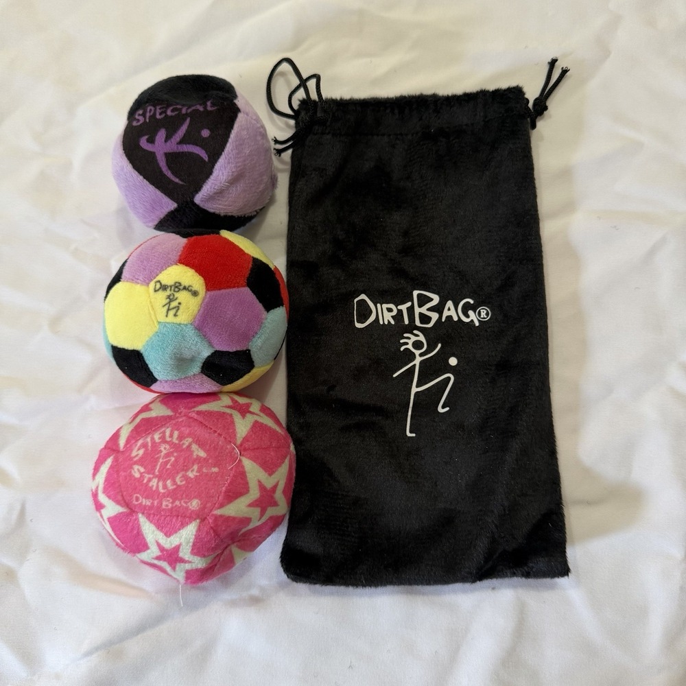 DirtBag Footbag 3 Pack Special K Stellar Staller Hacky Sack + Black Pouch Rare